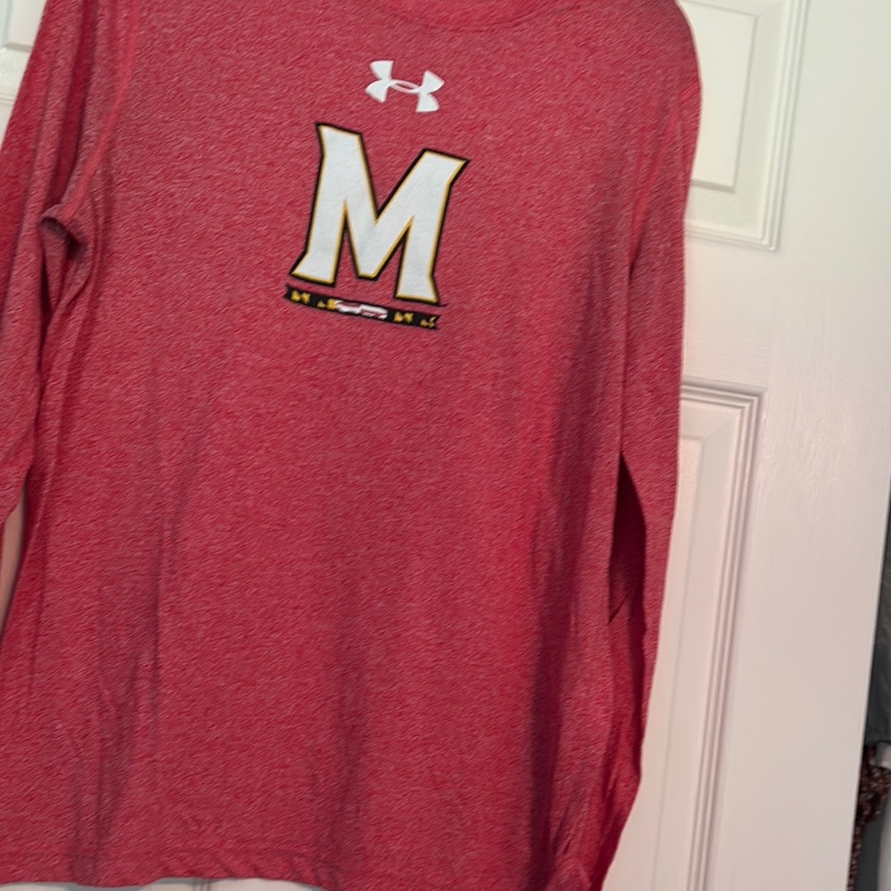 Under Armour Red Long Sleeve with 'University of Maryland M' Logo